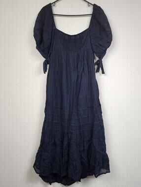 Free People Black Tiered Sweetheart Midi Dress